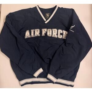 Vtg Gear for Sports Air Force Windbreaker Men's Size M 100% Nylon Pullover Navy